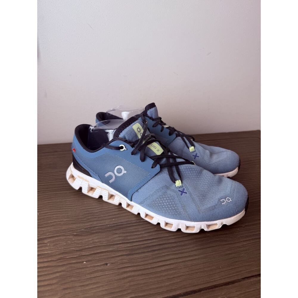 On Cloud X 3 Mens Size 9.5 Blue Black White Athletic Running Shoes Sneakers
